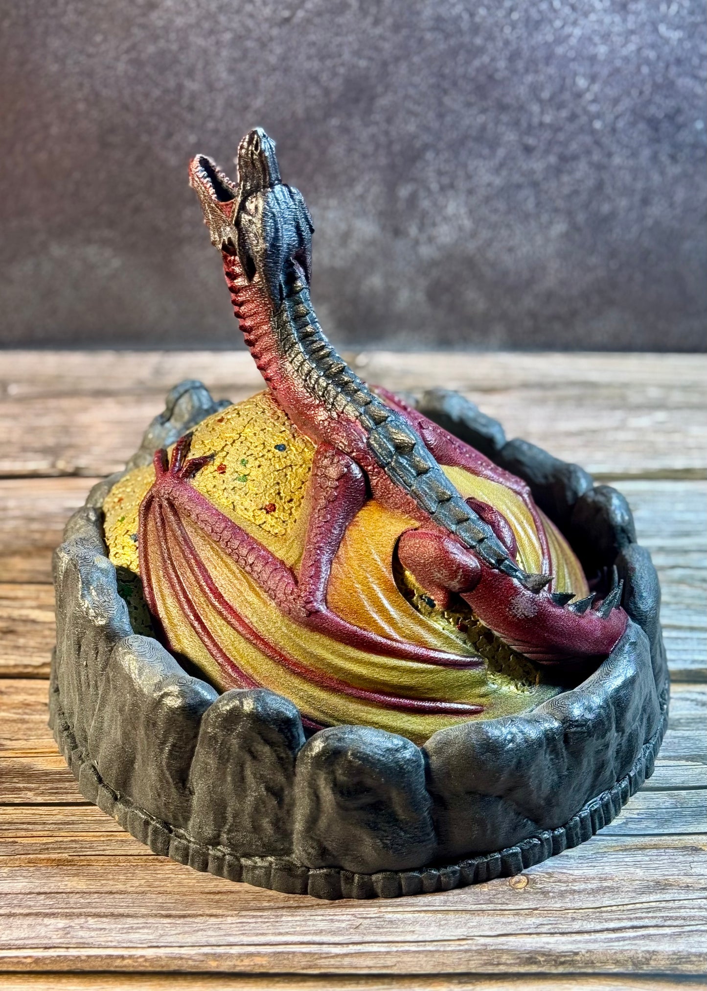 Dragon’s Hoard Coin Bank with Lifting Door for Dragon Lovers and Treasure Keepers