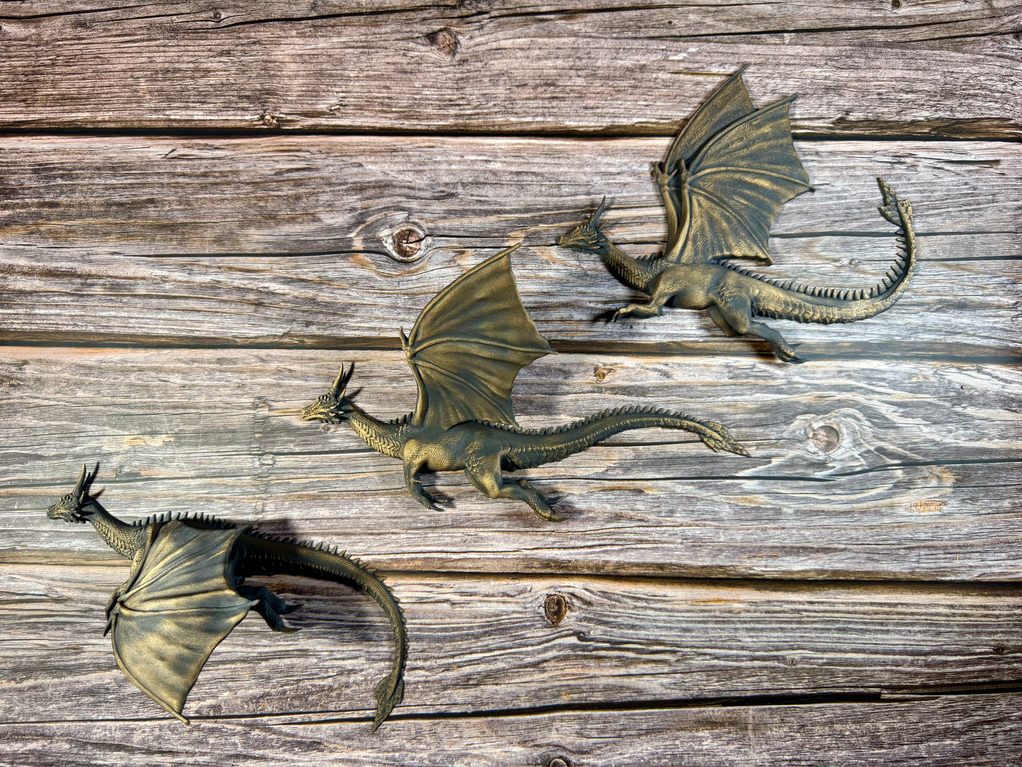 Dragons in Flight Wall Art Set of Three Fantasy Silhouette Decor