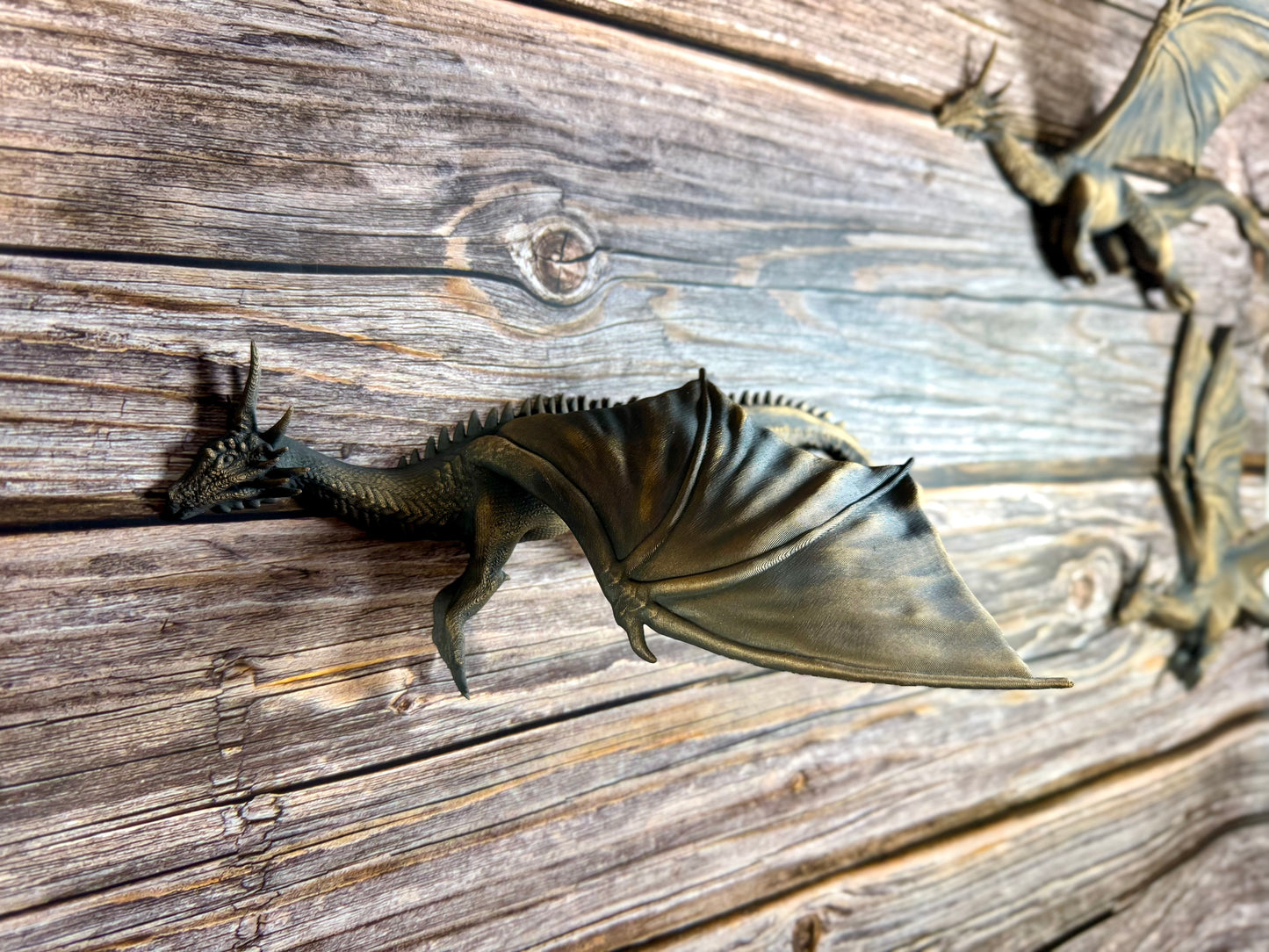 Dragons in Flight Wall Art Set of Three Fantasy Silhouette Decor