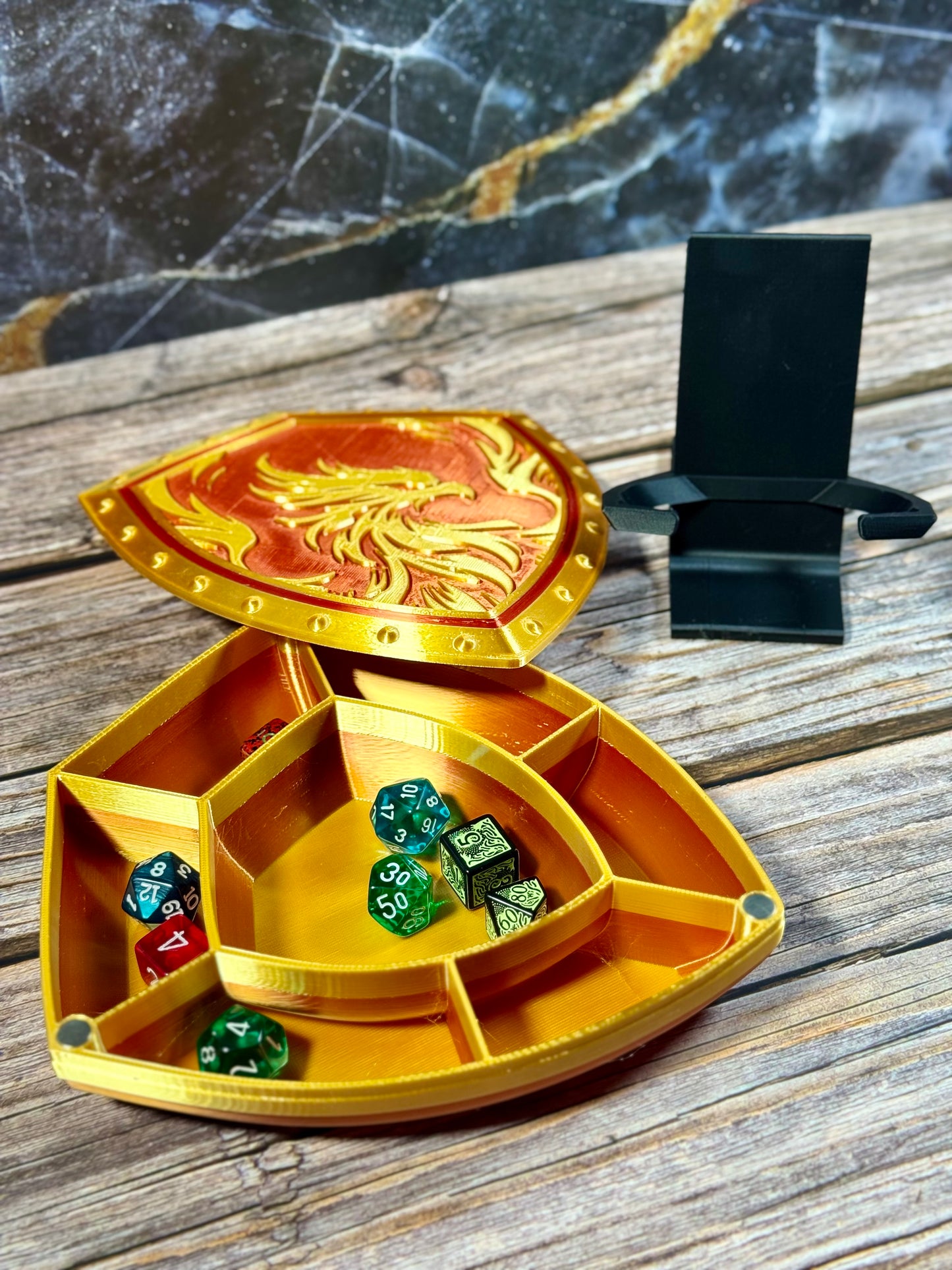 Dice Shield Magnetic Storage Box with Display Stand for Dice and Collectibles