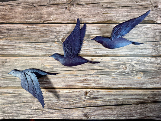 Birds in Flight Wall Art Set of Three Nature Inspired Decor