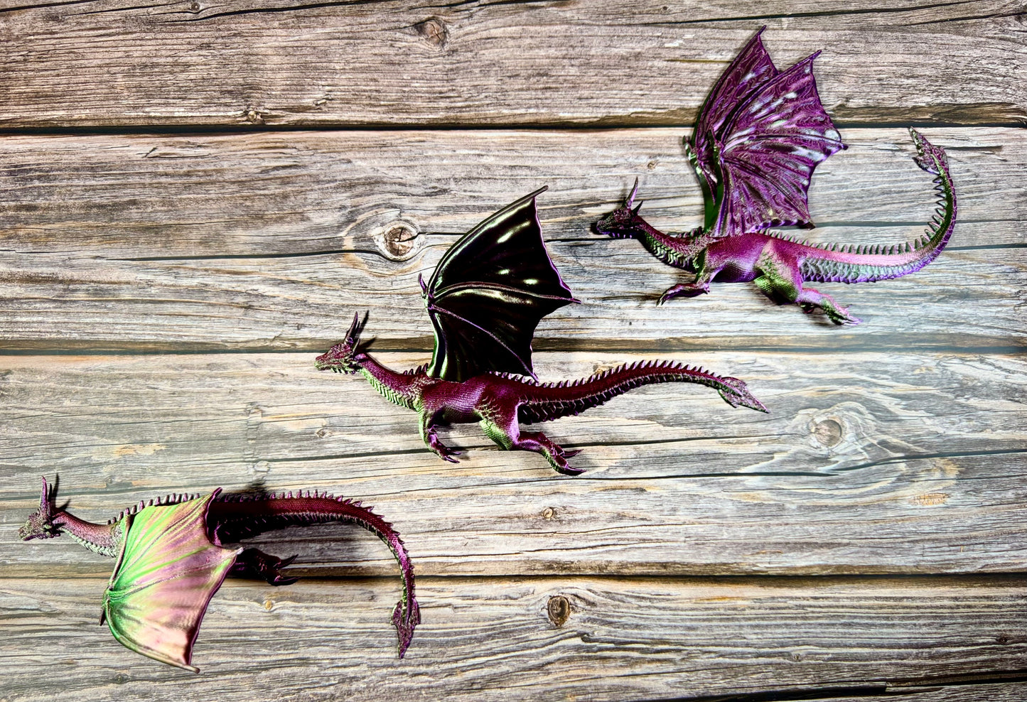 Dragons in Flight Wall Art Set of Three Fantasy Silhouette Decor