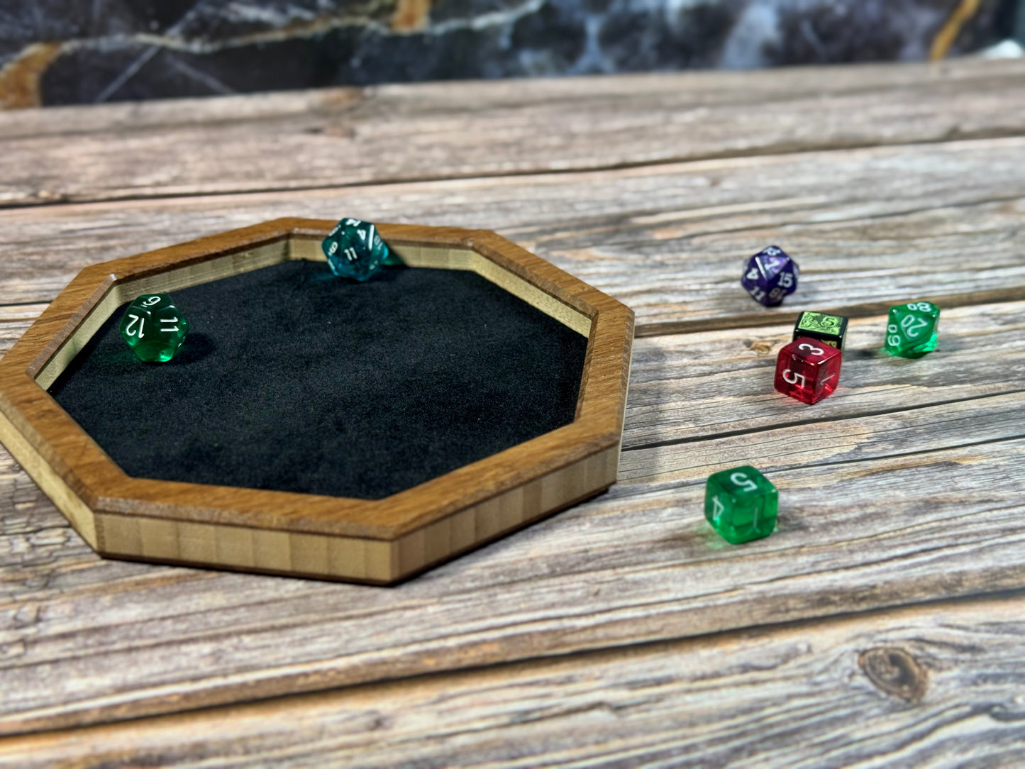 Dice Tray for DnD, RPG & Tabletop Games – Flocked or Leatherette Finish in Multiple Sizes