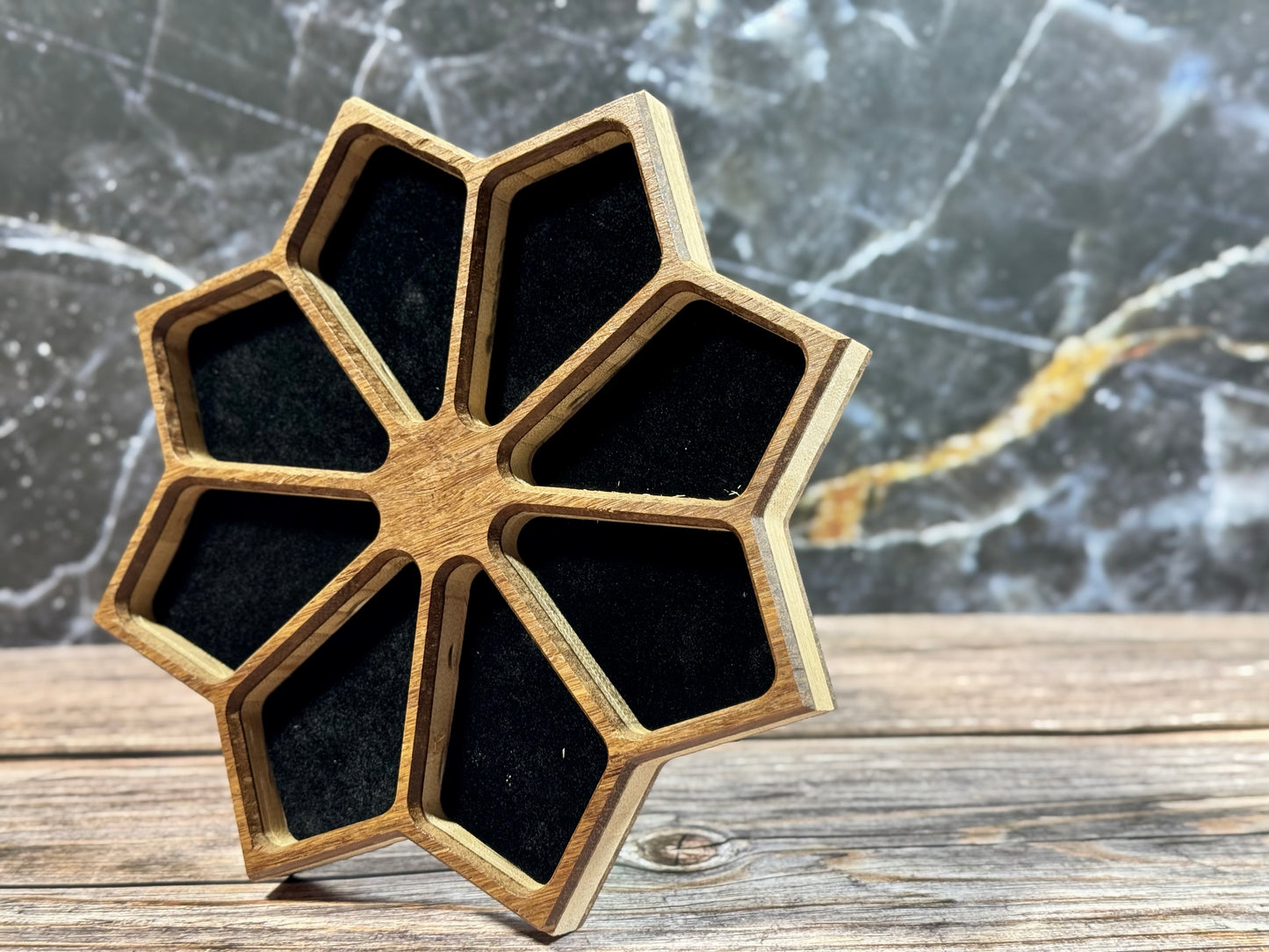 Carved Wooden Accessory Tray with Flocked Liner – Small, Medium & Large Sizes
