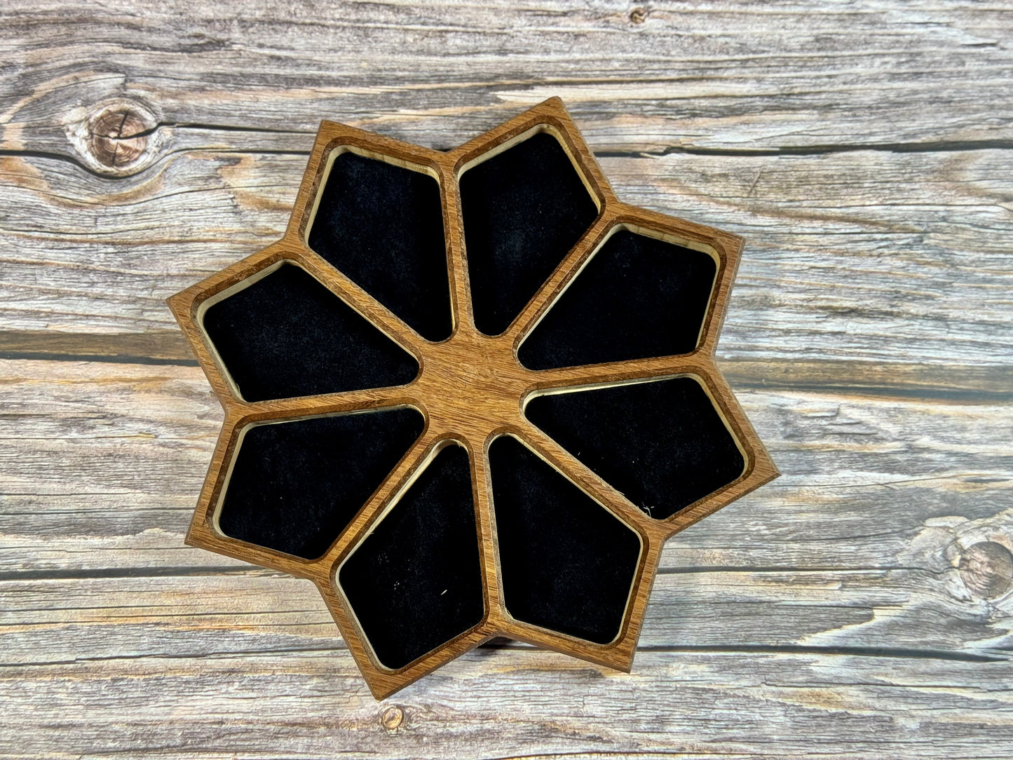 Carved Wooden Accessory Tray with Flocked Liner – Small, Medium & Large Sizes