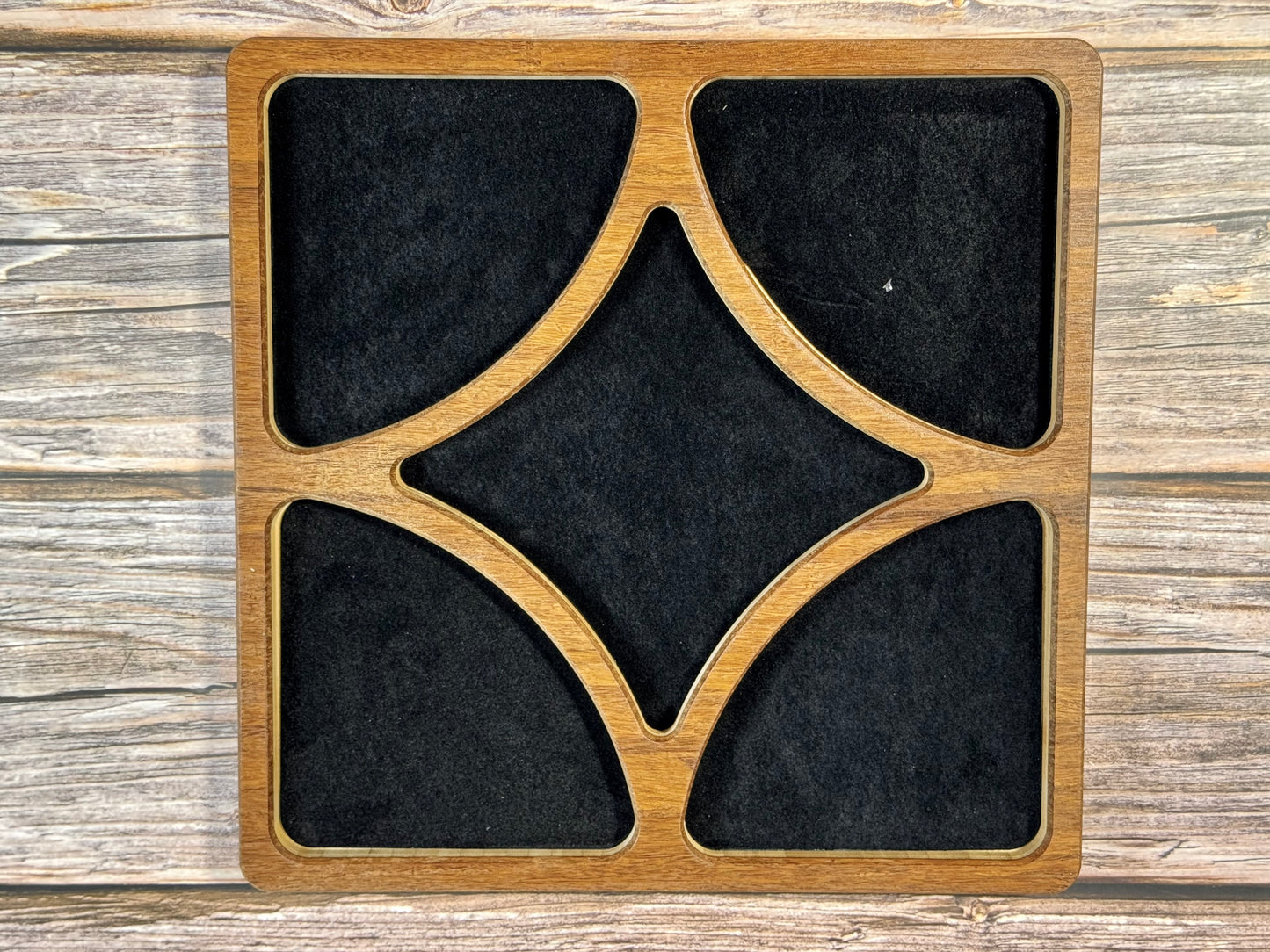 Carved Wooden Accessory Tray with Flocked Liner – Small, Medium & Large Sizes