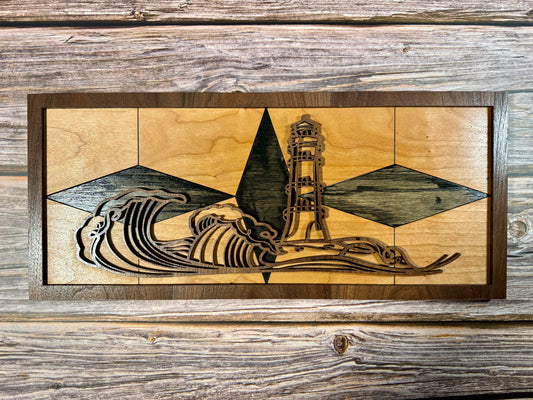 Beach Line Art Minimalist Ocean Wood Wall Decor