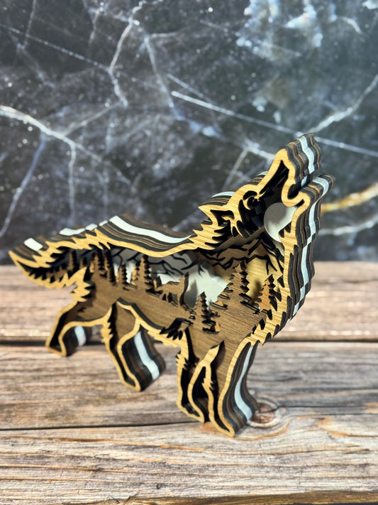 Multi-Layered Laser-Cut Wooden Animal Wall Art