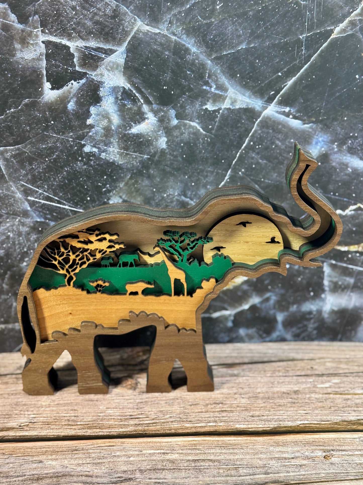 Multi-Layered Laser-Cut Wooden Animal Wall Art