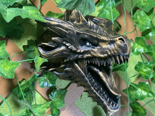 Dragon Head Wall Decor Fantasy Mount for Home or Game Room