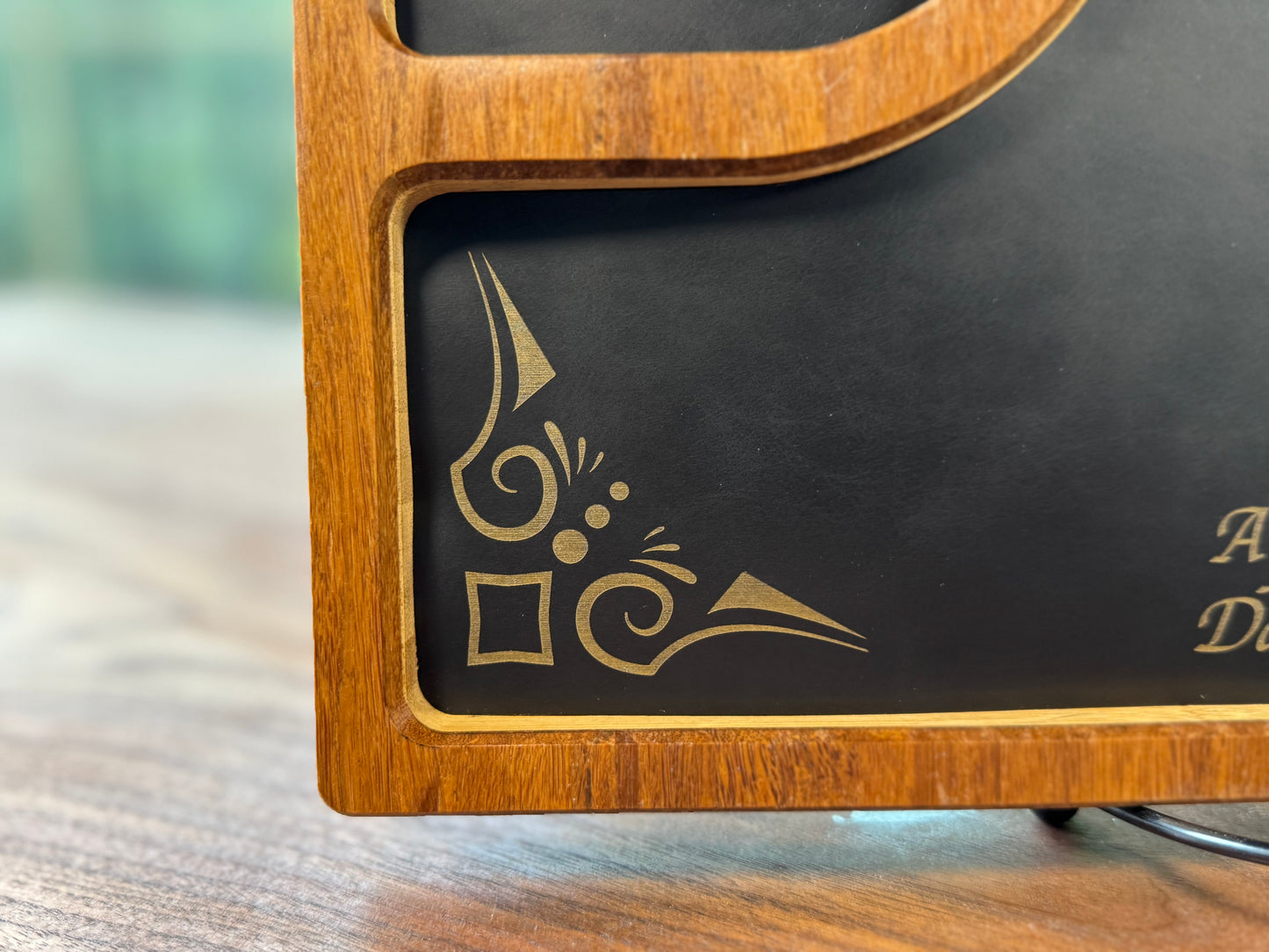 Bamboo Carved Valet Tray with Leatherette Inserts - Father’s Day Gift