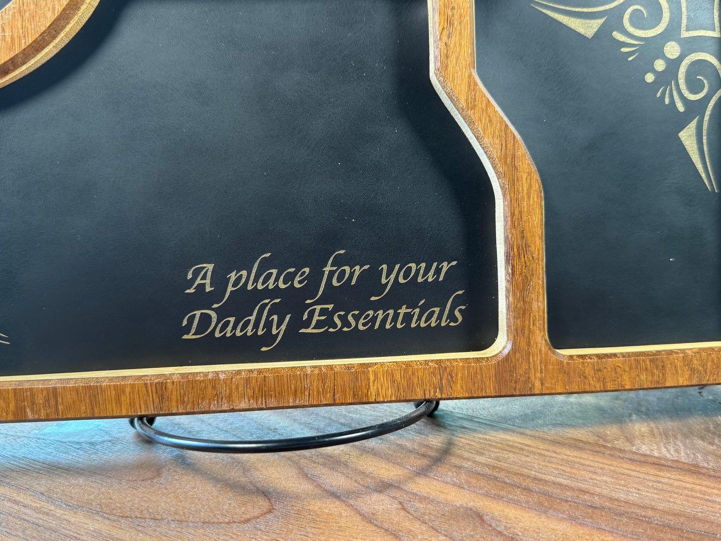 Bamboo Carved Valet Tray with Leatherette Inserts - Father’s Day Gift