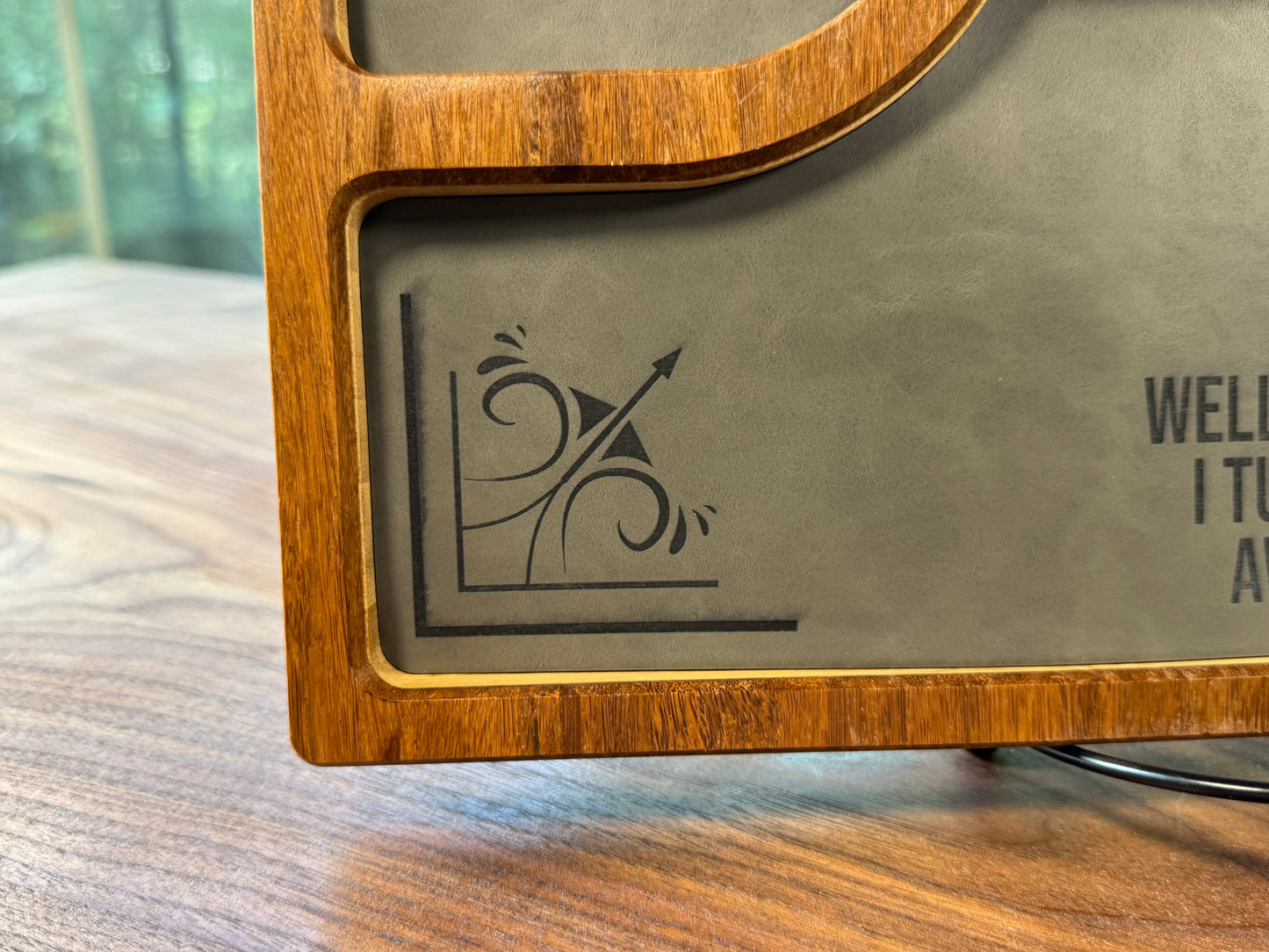 Bamboo Carved Valet Tray with Leatherette Inserts - Father’s Day Gift