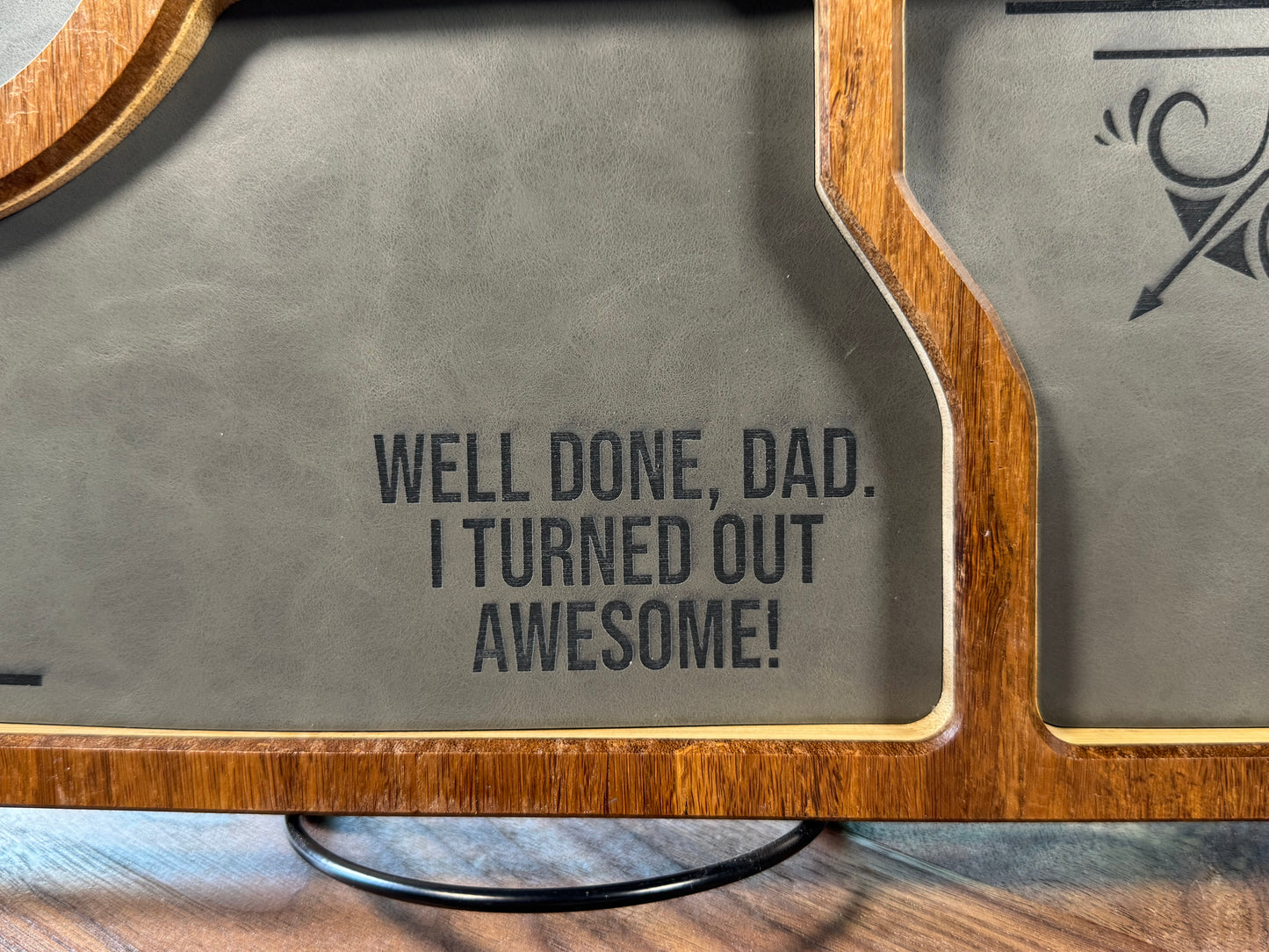Bamboo Carved Valet Tray with Leatherette Inserts - Father’s Day Gift