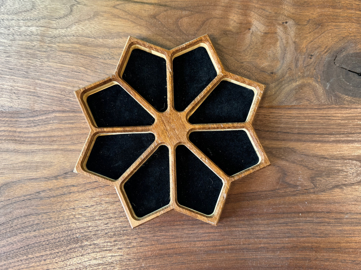 Carved Wooden Accessory Tray with Flocked Liner – Small, Medium & Large Sizes