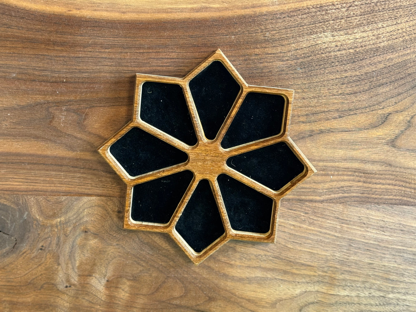 Carved Wooden Accessory Tray with Flocked Liner – Small, Medium & Large Sizes