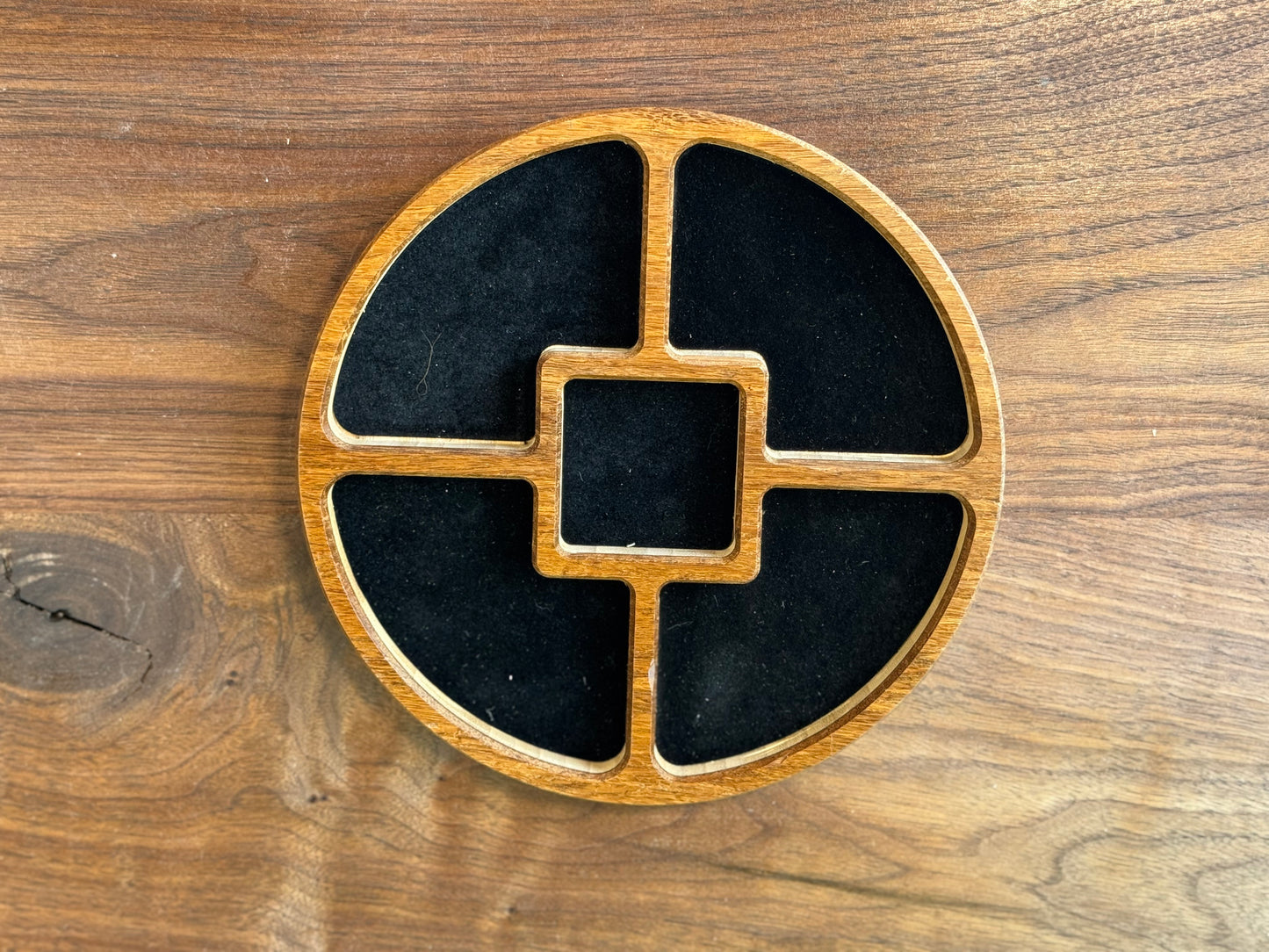 Carved Wooden Accessory Tray with Flocked Liner – Small, Medium & Large Sizes