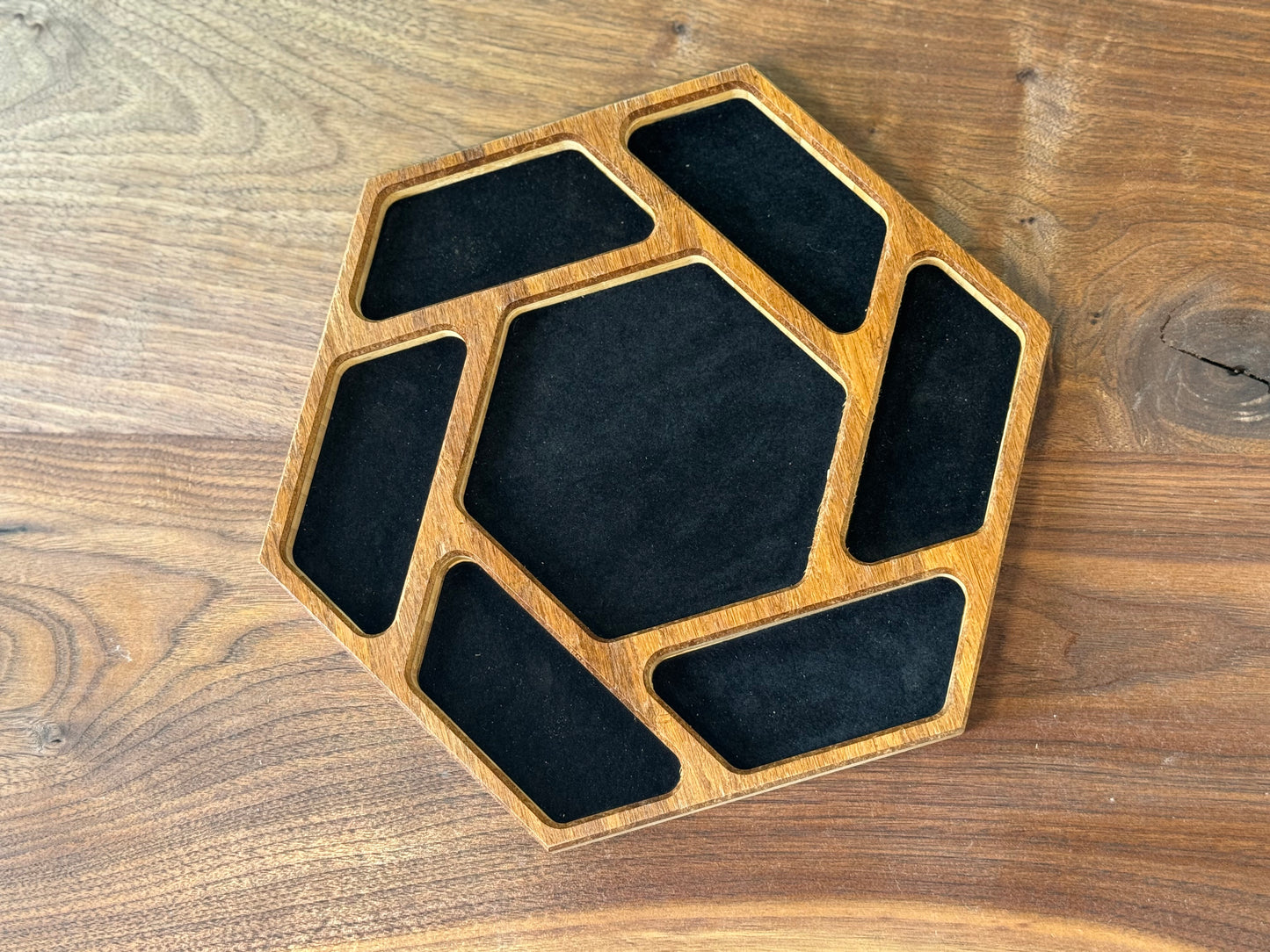 Carved Wooden Accessory Tray with Flocked Liner – Small, Medium & Large Sizes