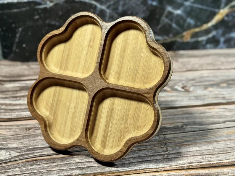 Carved Bamboo Accessory Tray – Minimalist Round Organizer for Jewelry, Keys & Decor