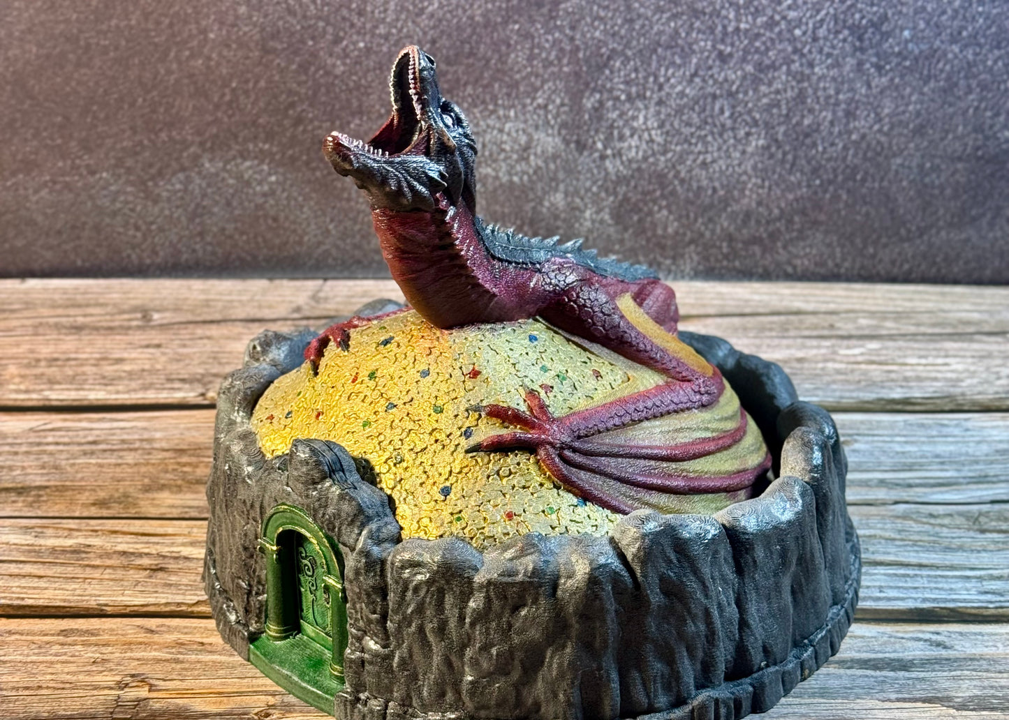 Dragon’s Hoard Coin Bank with Lifting Door for Dragon Lovers and Treasure Keepers