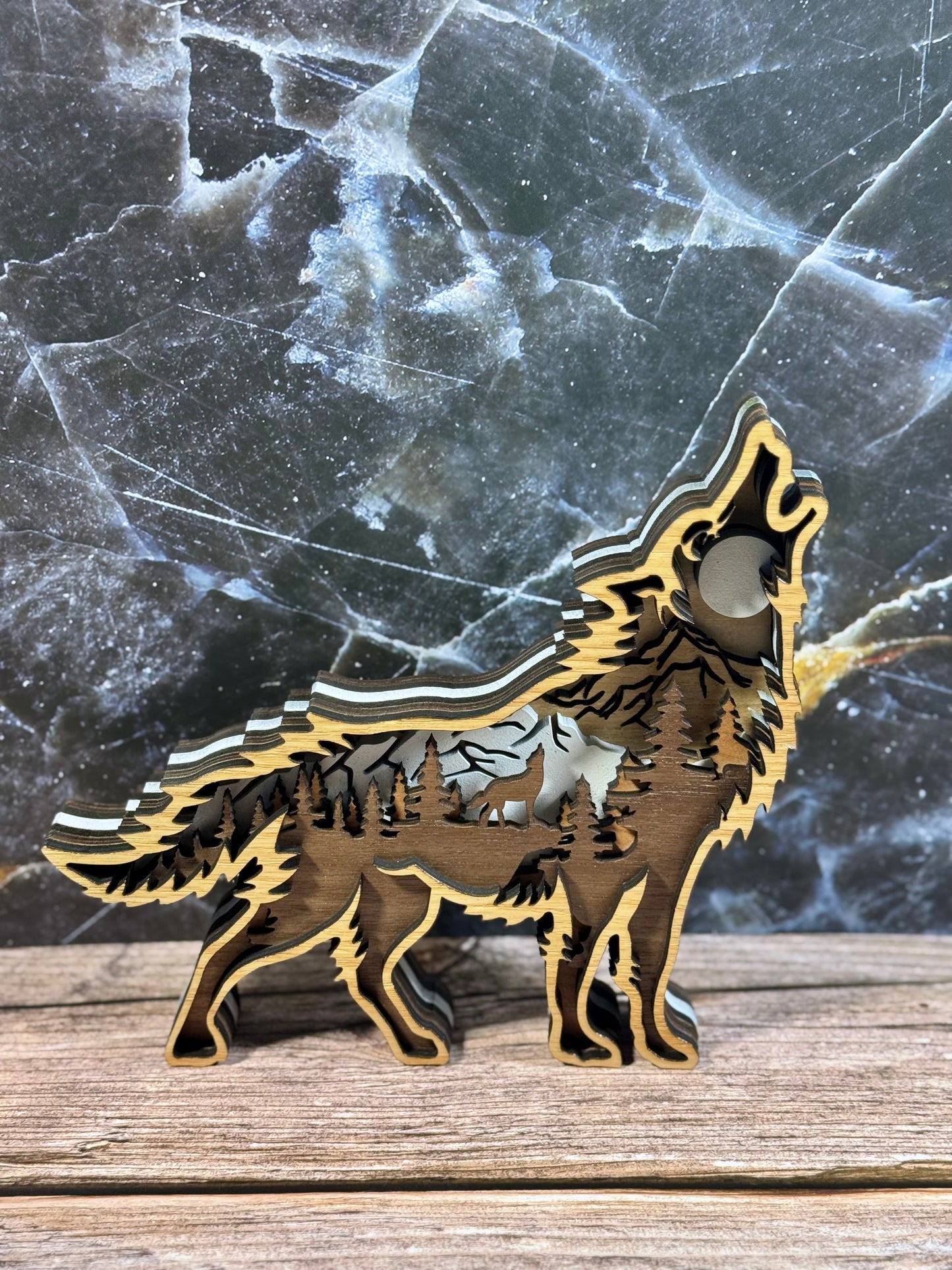 Multi-Layered Laser-Cut Wooden Animal Wall Art
