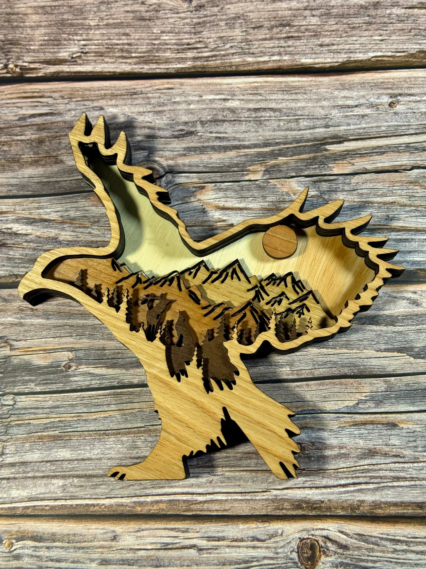 Multi-Layered Laser-Cut Wooden Animal Wall Art