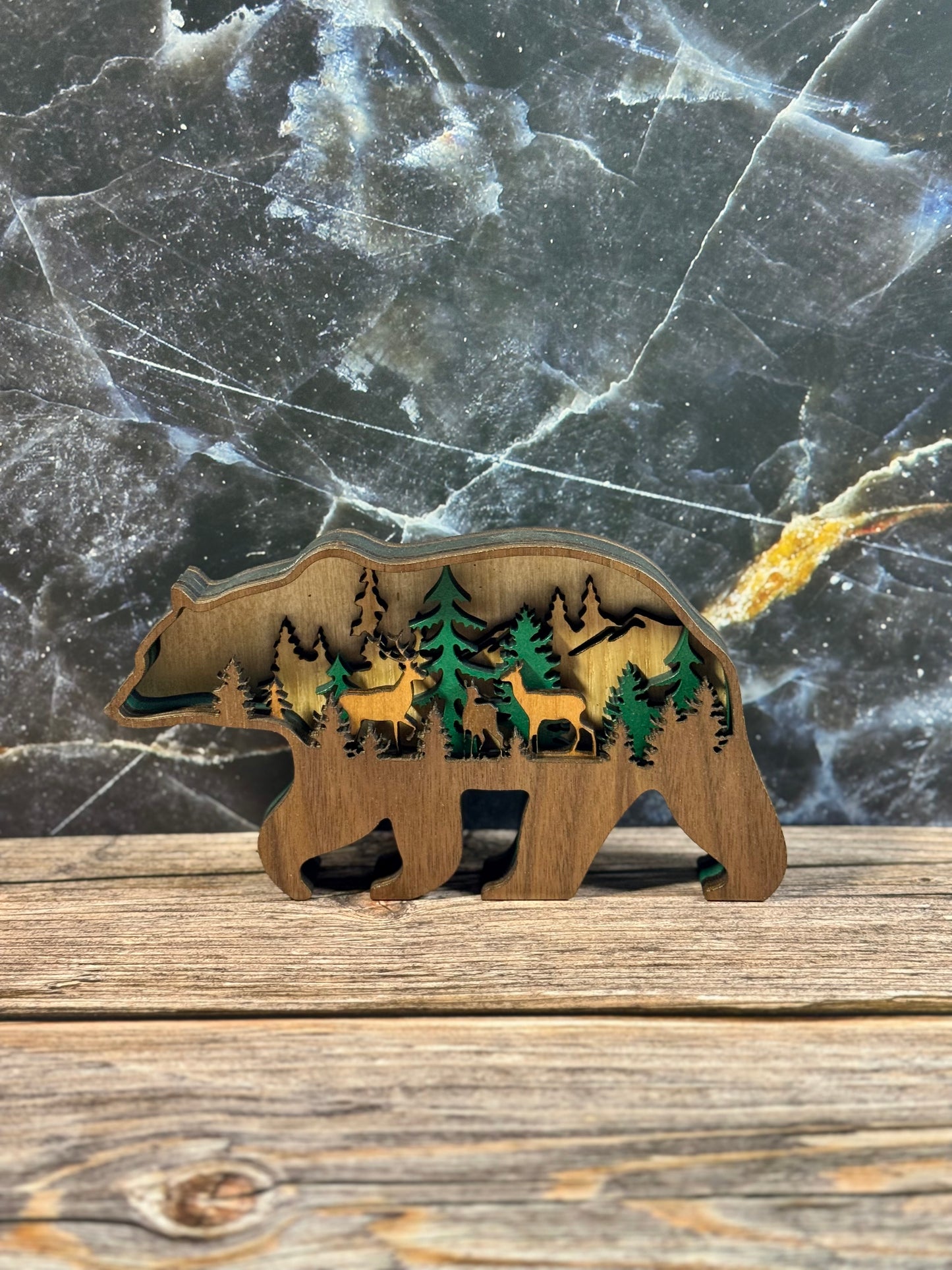 Multi-Layered Laser-Cut Wooden Animal Wall Art